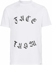 weißes und schwarzes bedrucktes T-Shirt mit einem Rundhalsausschnitt von Facetasm