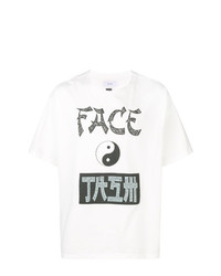 weißes und schwarzes bedrucktes T-Shirt mit einem Rundhalsausschnitt von Facetasm