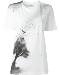weißes und schwarzes bedrucktes T-Shirt mit einem Rundhalsausschnitt von Faith Connexion