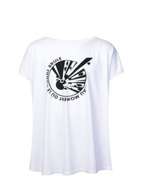 weißes und schwarzes bedrucktes T-Shirt mit einem Rundhalsausschnitt von Faith Connexion