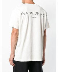 weißes und schwarzes bedrucktes T-Shirt mit einem Rundhalsausschnitt von Ih Nom Uh Nit