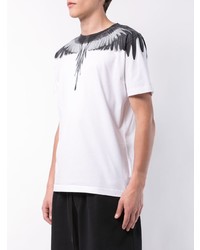 weißes und schwarzes bedrucktes T-Shirt mit einem Rundhalsausschnitt von Marcelo Burlon County of Milan