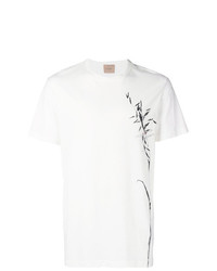 weißes und schwarzes bedrucktes T-Shirt mit einem Rundhalsausschnitt von Federico Curradi