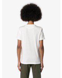 weißes und schwarzes bedrucktes T-Shirt mit einem Rundhalsausschnitt von Fendi