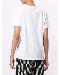 weißes und schwarzes bedrucktes T-Shirt mit einem Rundhalsausschnitt von Yoshiokubo