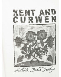 weißes und schwarzes bedrucktes T-Shirt mit einem Rundhalsausschnitt von Kent & Curwen