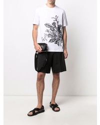 weißes und schwarzes bedrucktes T-Shirt mit einem Rundhalsausschnitt von Ermenegildo Zegna XXX