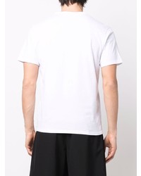 weißes und schwarzes bedrucktes T-Shirt mit einem Rundhalsausschnitt von MAISON KITSUNÉ