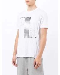 weißes und schwarzes bedrucktes T-Shirt mit einem Rundhalsausschnitt von Armani Exchange