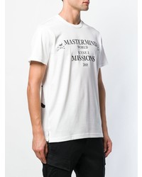 weißes und schwarzes bedrucktes T-Shirt mit einem Rundhalsausschnitt von Mastermind World