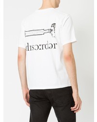 weißes und schwarzes bedrucktes T-Shirt mit einem Rundhalsausschnitt von Undercover