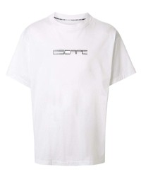 weißes und schwarzes bedrucktes T-Shirt mit einem Rundhalsausschnitt von Fumito Ganryu