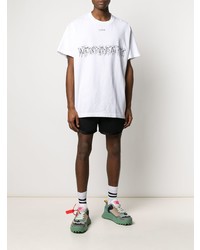 weißes und schwarzes bedrucktes T-Shirt mit einem Rundhalsausschnitt von Off-White