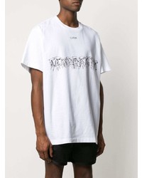 weißes und schwarzes bedrucktes T-Shirt mit einem Rundhalsausschnitt von Off-White