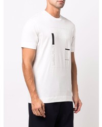 weißes und schwarzes bedrucktes T-Shirt mit einem Rundhalsausschnitt von Emporio Armani