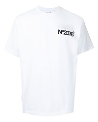 weißes und schwarzes bedrucktes T-Shirt mit einem Rundhalsausschnitt von G-Star RAW