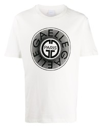 weißes und schwarzes bedrucktes T-Shirt mit einem Rundhalsausschnitt von Gaelle Bonheur
