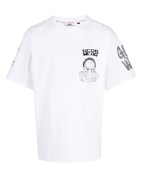 weißes und schwarzes bedrucktes T-Shirt mit einem Rundhalsausschnitt von Gcds