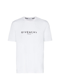 weißes und schwarzes bedrucktes T-Shirt mit einem Rundhalsausschnitt von Givenchy