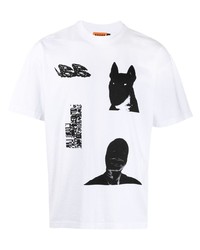 weißes und schwarzes bedrucktes T-Shirt mit einem Rundhalsausschnitt von GOING GHOST IN THE SUBURBS