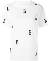 weißes und schwarzes bedrucktes T-Shirt mit einem Rundhalsausschnitt von Golden Goose Deluxe Brand