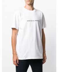 weißes und schwarzes bedrucktes T-Shirt mit einem Rundhalsausschnitt von Norse Projects