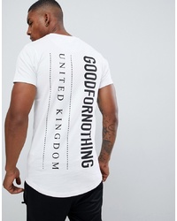 weißes und schwarzes bedrucktes T-Shirt mit einem Rundhalsausschnitt von Good For Nothing