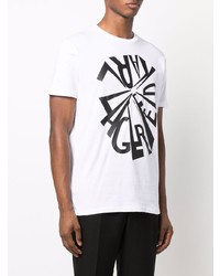 weißes und schwarzes bedrucktes T-Shirt mit einem Rundhalsausschnitt von Karl Lagerfeld