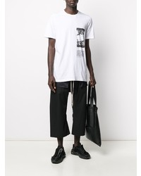 weißes und schwarzes bedrucktes T-Shirt mit einem Rundhalsausschnitt von Rick Owens DRKSHDW