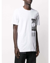 weißes und schwarzes bedrucktes T-Shirt mit einem Rundhalsausschnitt von Rick Owens DRKSHDW