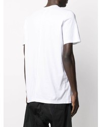 weißes und schwarzes bedrucktes T-Shirt mit einem Rundhalsausschnitt von Rick Owens DRKSHDW