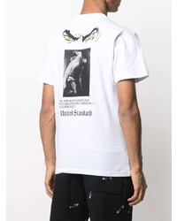 weißes und schwarzes bedrucktes T-Shirt mit einem Rundhalsausschnitt von United Standard