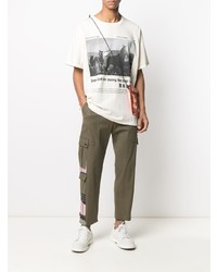 weißes und schwarzes bedrucktes T-Shirt mit einem Rundhalsausschnitt von Rhude