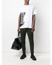 weißes und schwarzes bedrucktes T-Shirt mit einem Rundhalsausschnitt von DSQUARED2