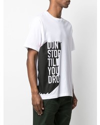 weißes und schwarzes bedrucktes T-Shirt mit einem Rundhalsausschnitt von DSQUARED2