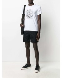 weißes und schwarzes bedrucktes T-Shirt mit einem Rundhalsausschnitt von Emporio Armani