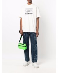 weißes und schwarzes bedrucktes T-Shirt mit einem Rundhalsausschnitt von MSGM