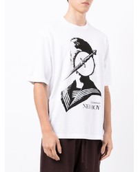 weißes und schwarzes bedrucktes T-Shirt mit einem Rundhalsausschnitt von Undercoverism