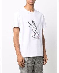 weißes und schwarzes bedrucktes T-Shirt mit einem Rundhalsausschnitt von Alexander McQueen