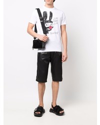 weißes und schwarzes bedrucktes T-Shirt mit einem Rundhalsausschnitt von DSQUARED2