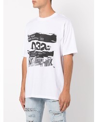 weißes und schwarzes bedrucktes T-Shirt mit einem Rundhalsausschnitt von 032c