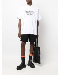 weißes und schwarzes bedrucktes T-Shirt mit einem Rundhalsausschnitt von Vetements