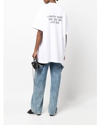 weißes und schwarzes bedrucktes T-Shirt mit einem Rundhalsausschnitt von Vetements