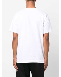 weißes und schwarzes bedrucktes T-Shirt mit einem Rundhalsausschnitt von Helmut Lang