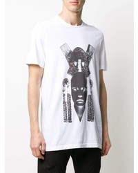 weißes und schwarzes bedrucktes T-Shirt mit einem Rundhalsausschnitt von Rick Owens DRKSHDW