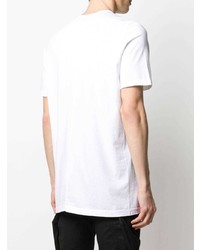 weißes und schwarzes bedrucktes T-Shirt mit einem Rundhalsausschnitt von Rick Owens DRKSHDW