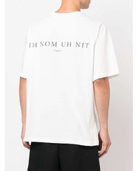 weißes und schwarzes bedrucktes T-Shirt mit einem Rundhalsausschnitt von Ih Nom Uh Nit