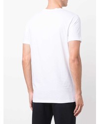 weißes und schwarzes bedrucktes T-Shirt mit einem Rundhalsausschnitt von Emporio Armani