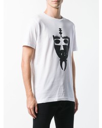 weißes und schwarzes bedrucktes T-Shirt mit einem Rundhalsausschnitt von Diesel Black Gold