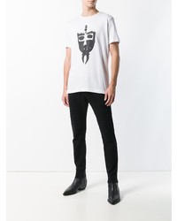 weißes und schwarzes bedrucktes T-Shirt mit einem Rundhalsausschnitt von Diesel Black Gold